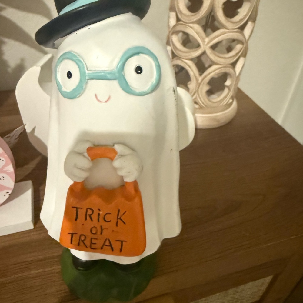 T.J.Maxx Halloween Ghost Decor with Orange and Blue Accents